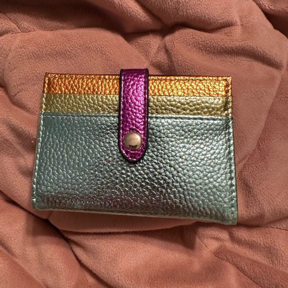 Metallic Card Holder with Snap Closure